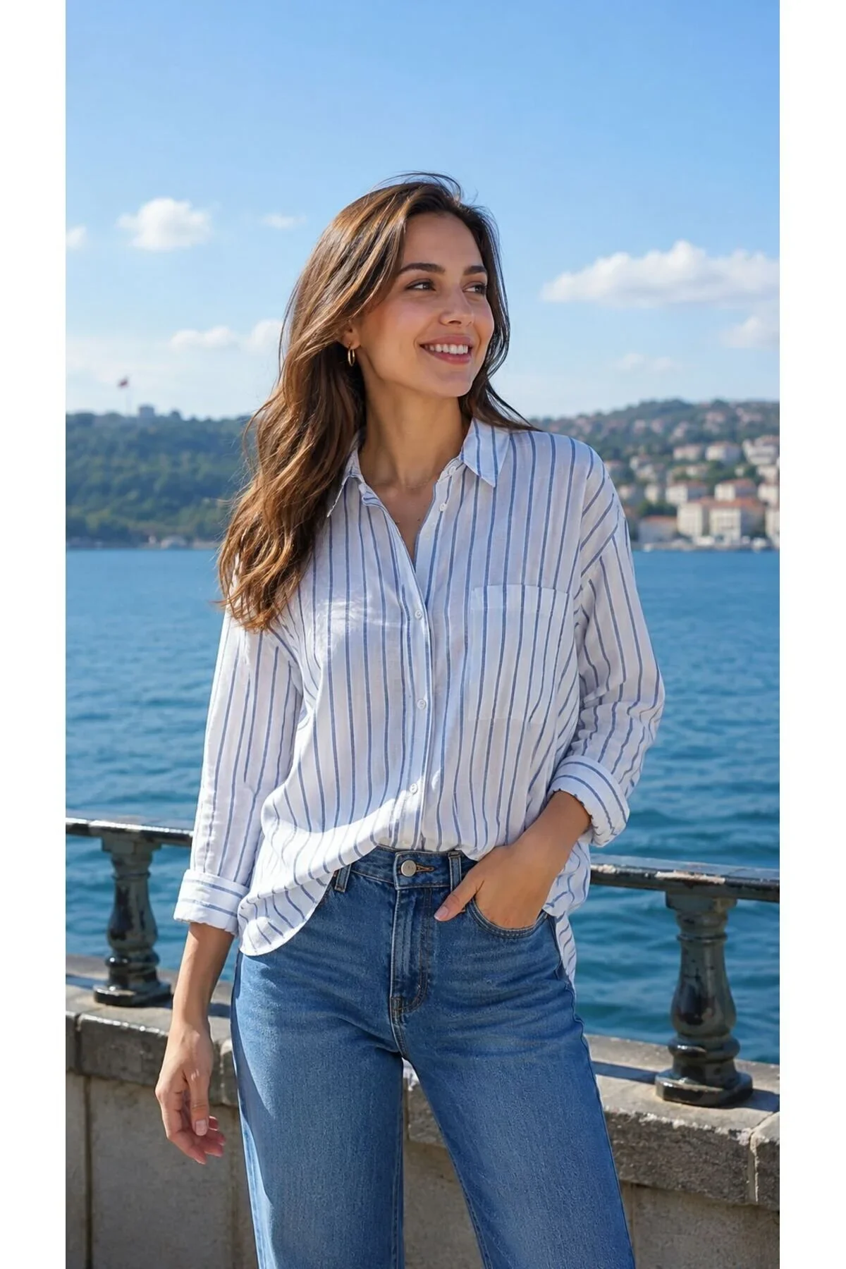 Bengalin Çizgili Uzunkol Gömlek %100 Pamuk